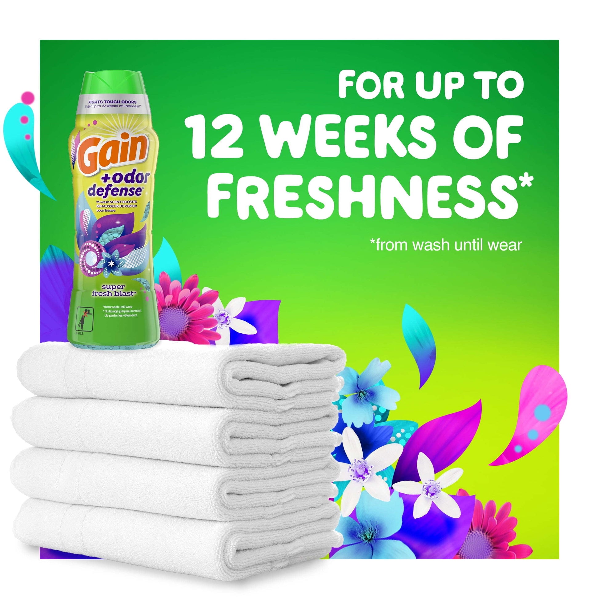 + Odor Defense Laundry Scent Booster Beads, Super Fresh Blast Scent, 18.2 Oz