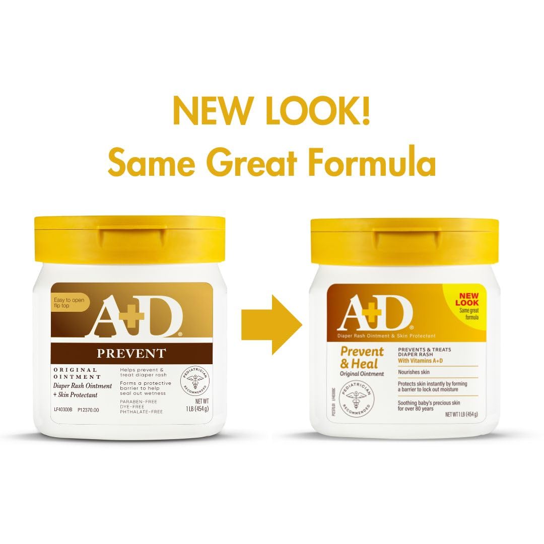 Original Diaper Rash Ointment, Prevents & Protects Diaper Rash, Moisturizes & Heals Dry Skin with Vitamins A&D, 16Oz Jar