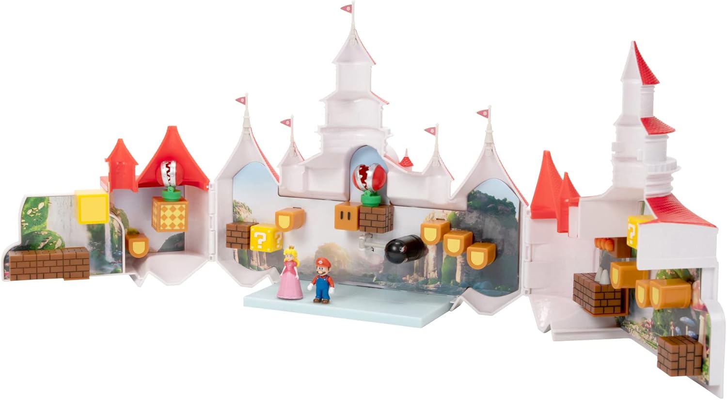 THE  BROS. MOVIE – Mushroom Kingdom Castle Playset with Mini 1.25” Mario and Princess Peach Figures