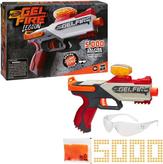 Pro Gelfire Legion Spring Action Blaster, 5000 Rounds, 130 Hopper, Protective Eyewear, Slam Fire, Ages 14 & Up
