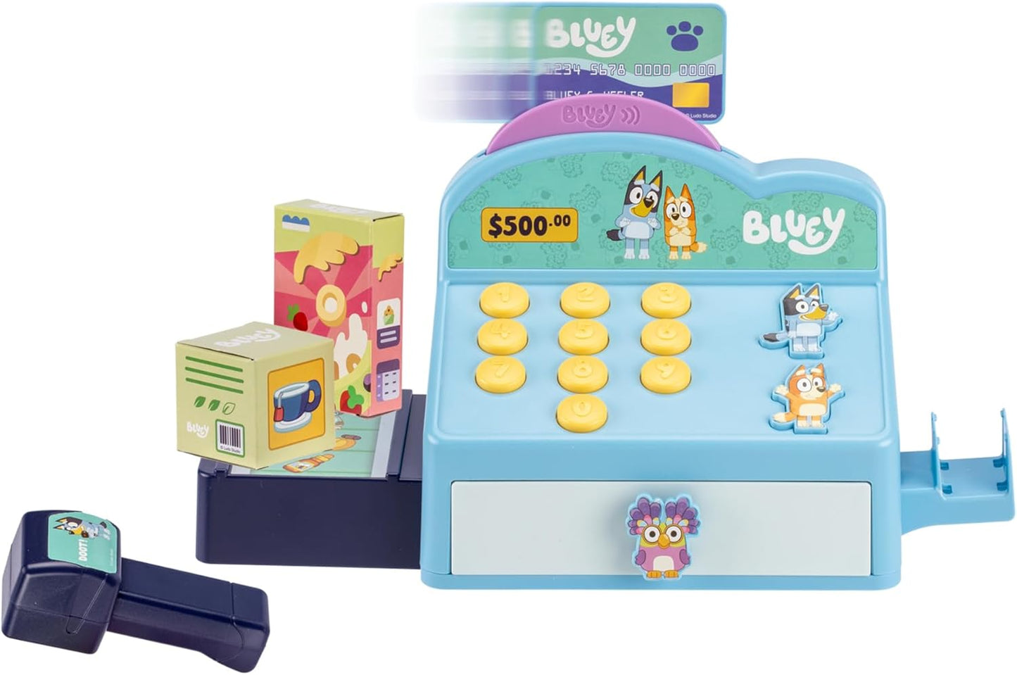 Cash Register. Press the Buttons to Hear Beeps, Sounds and Phrases from  and Bingo |Use the Scanner to Scan Packages and Pretend to Run a Shop | Includes Toy Credit Card and Dollar Bucks!