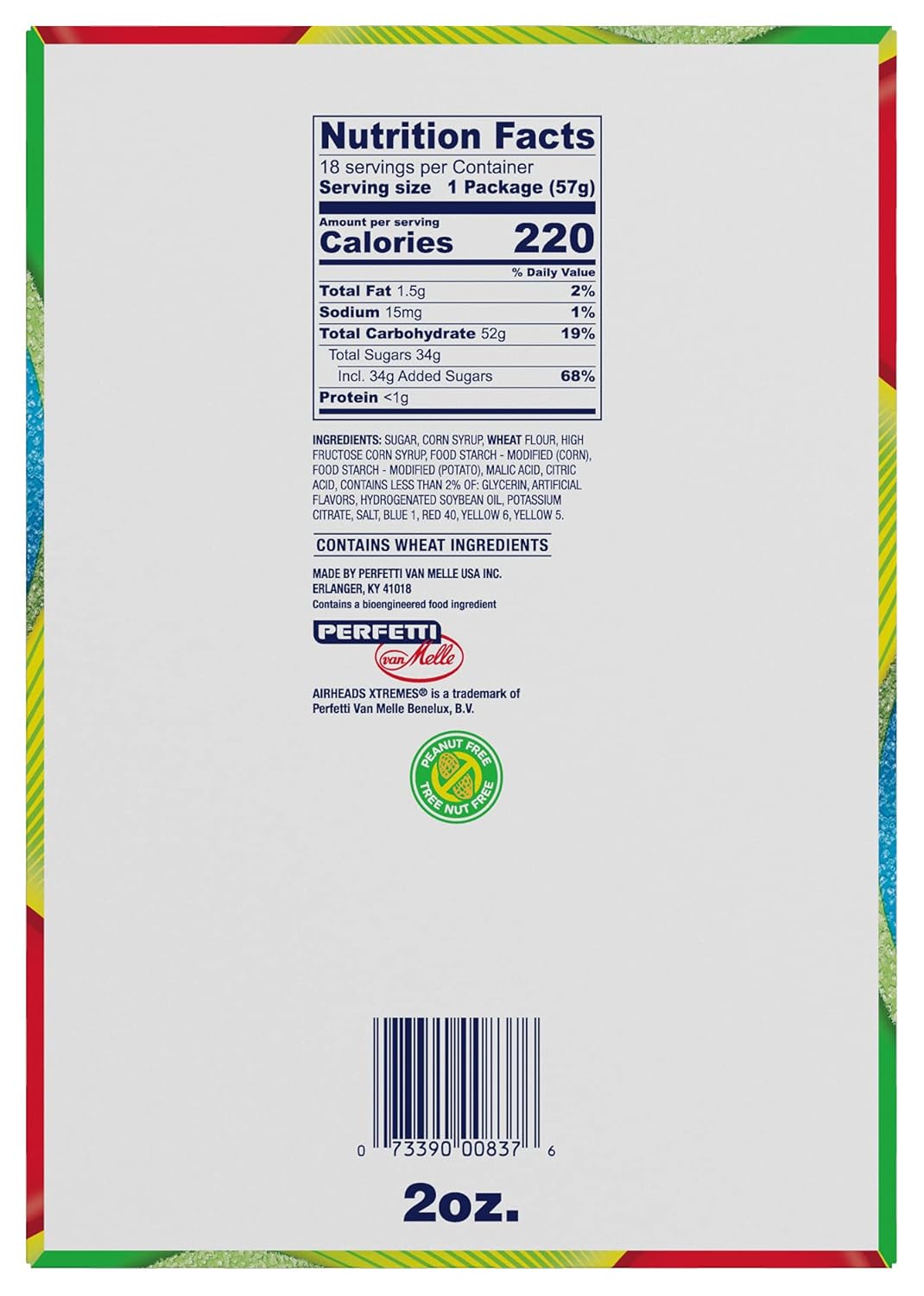 Xtremes Belts Sweetly Sour Candy, Rainbow Berry, Non-Melting, Bulk Party Bag, 2 Oz (Pack of 18)