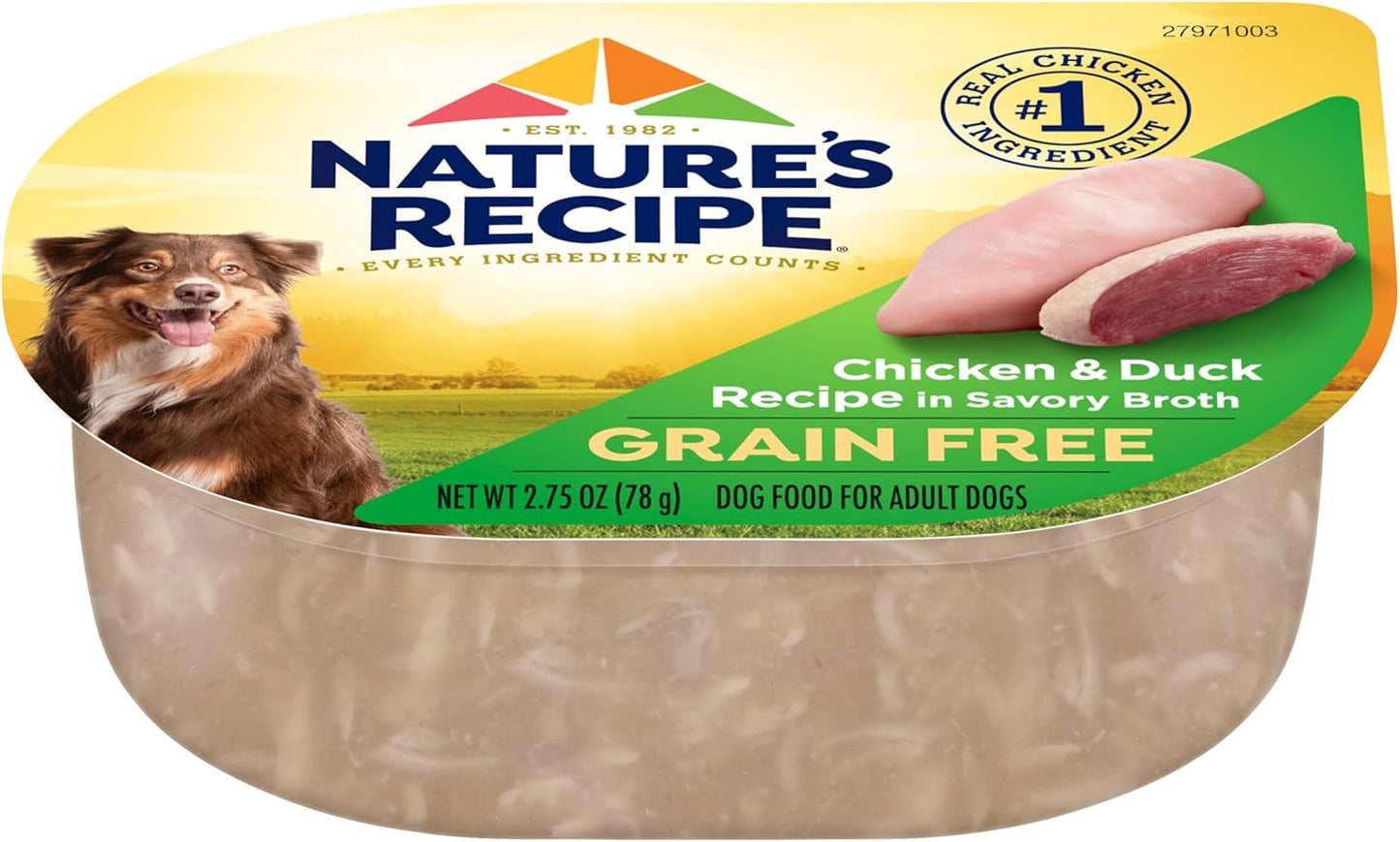 Grain Free Wet Dog Food, Chicken & Duck Recipe, 2.75 Ounce Cup (Pack of 12)