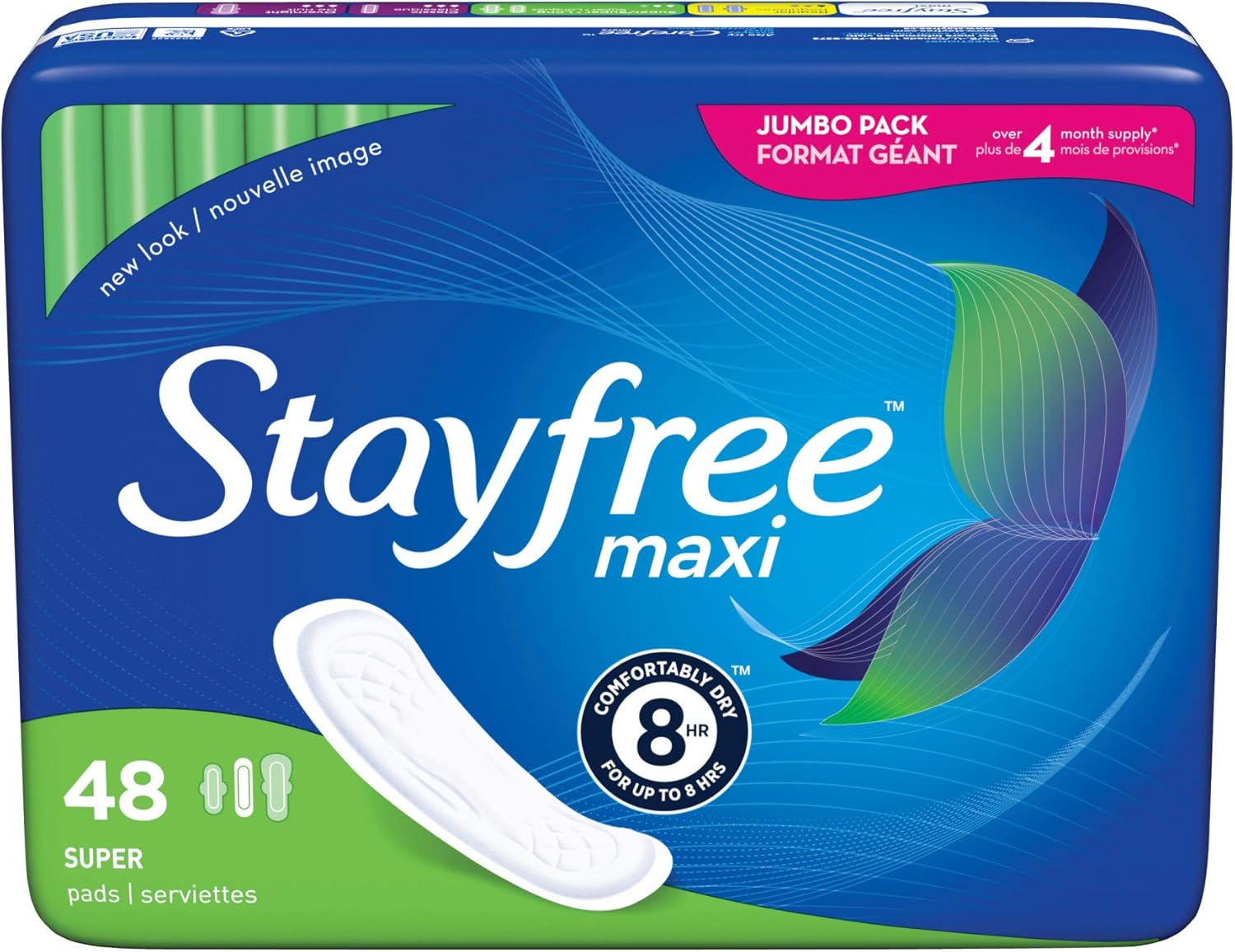 Maxi Super Long Wingless Reliable Protection and Absorbency Pads for Women, 48 Count (Pack of 1)