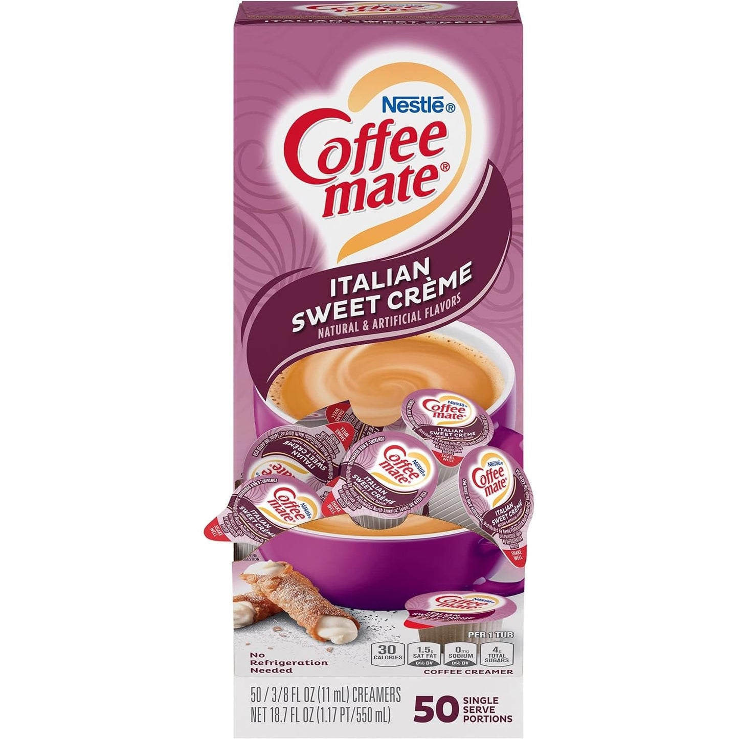 Coffee-Mate 84652 Liquid Coffee Creamer, Italian Sweet Creme, 0.375 Oz Cups (Box of 50)