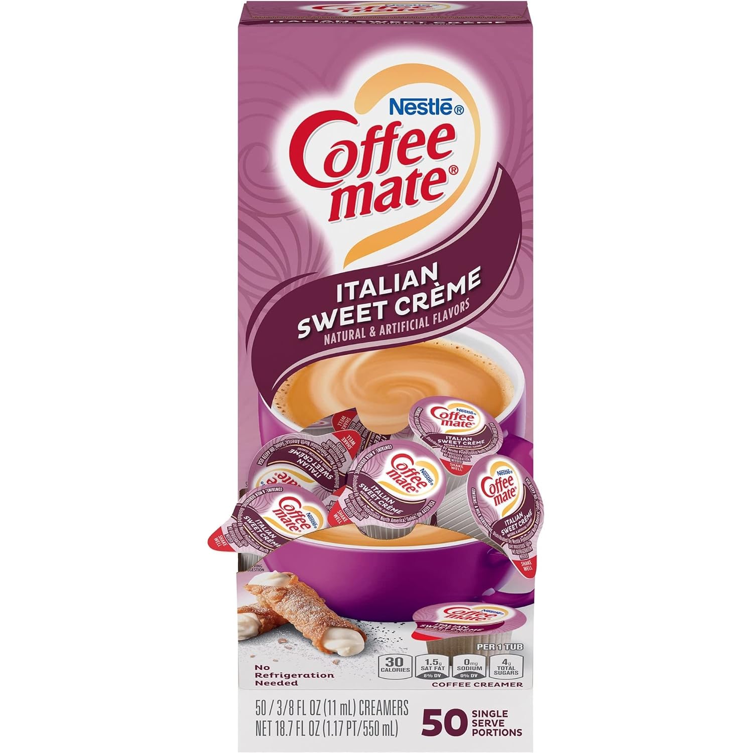 Coffee-Mate 84652 Liquid Coffee Creamer, Italian Sweet Creme, 0.375 Oz Cups (Box of 50)