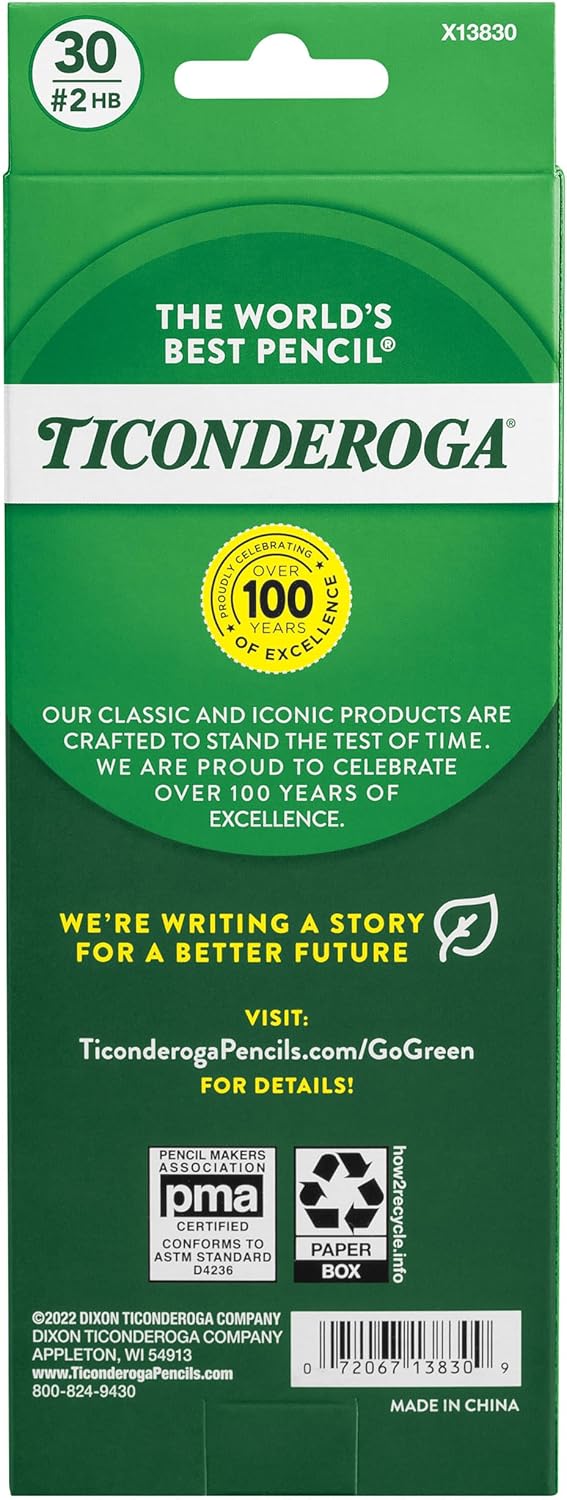 Wood-Cased Pencils, Pre-Sharpened, #2 HB Soft, Yellow, 30 Count