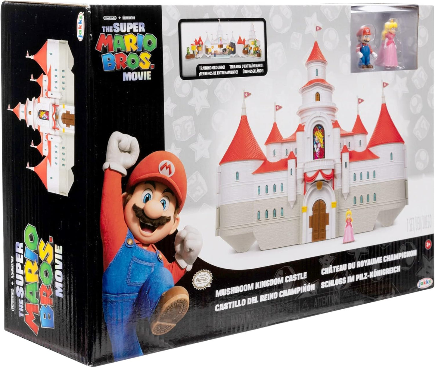 THE  BROS. MOVIE – Mushroom Kingdom Castle Playset with Mini 1.25” Mario and Princess Peach Figures