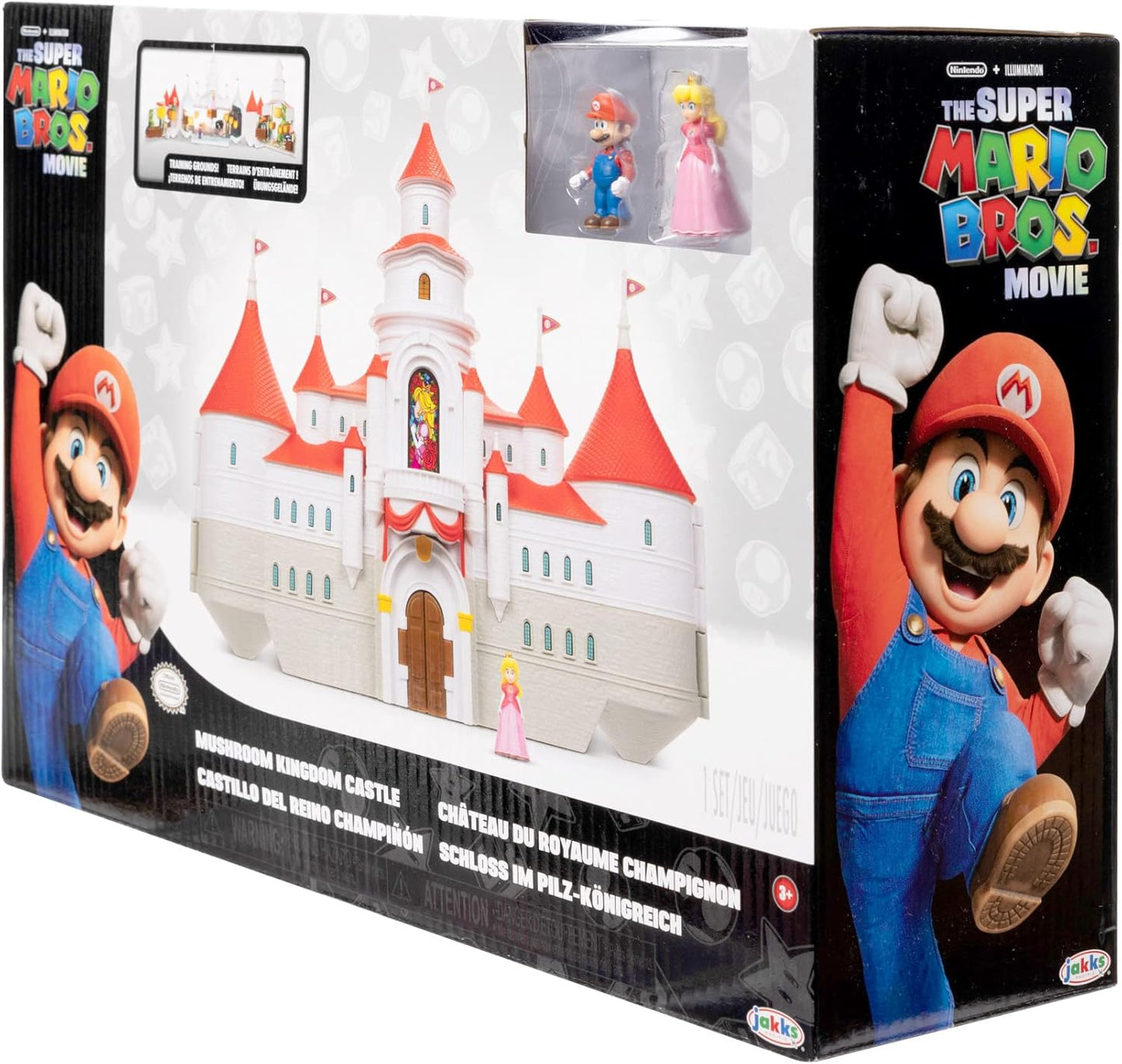 THE  BROS. MOVIE – Mushroom Kingdom Castle Playset with Mini 1.25” Mario and Princess Peach Figures