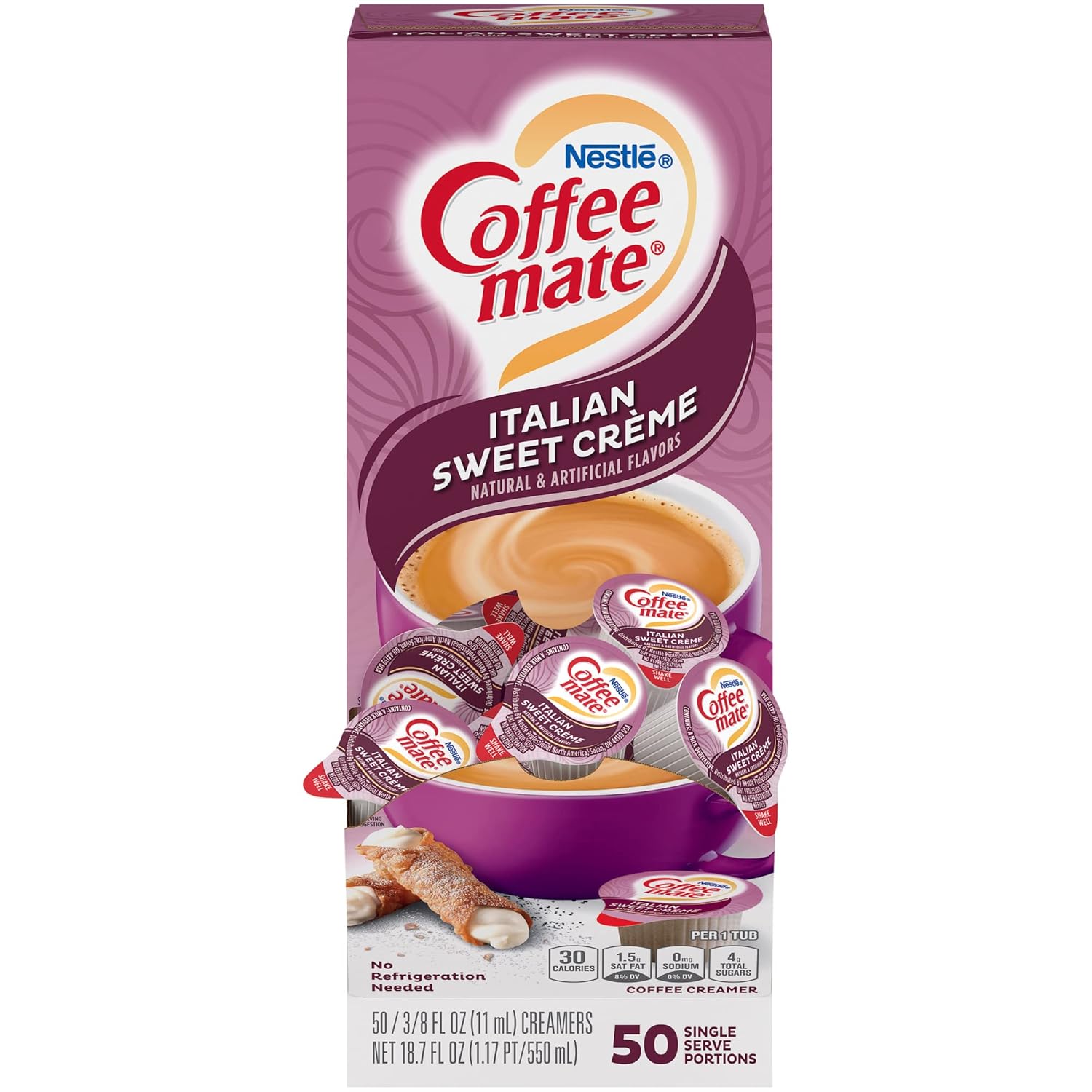 Coffee-Mate 84652 Liquid Coffee Creamer, Italian Sweet Creme, 0.375 Oz Cups (Box of 50)