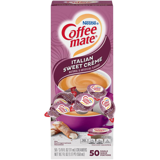 Coffee-Mate 84652 Liquid Coffee Creamer, Italian Sweet Creme, 0.375 Oz Cups (Box of 50)