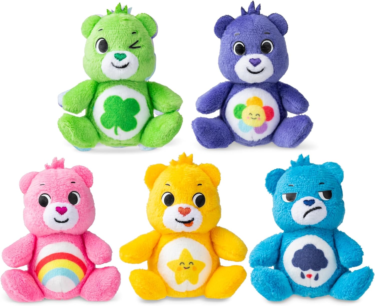 Care Bears 3" Micro Plush 5-Pack Treasure Box - Cheer, Laugh A-Lot, Good Luck, Grumpy and Harmony Bear