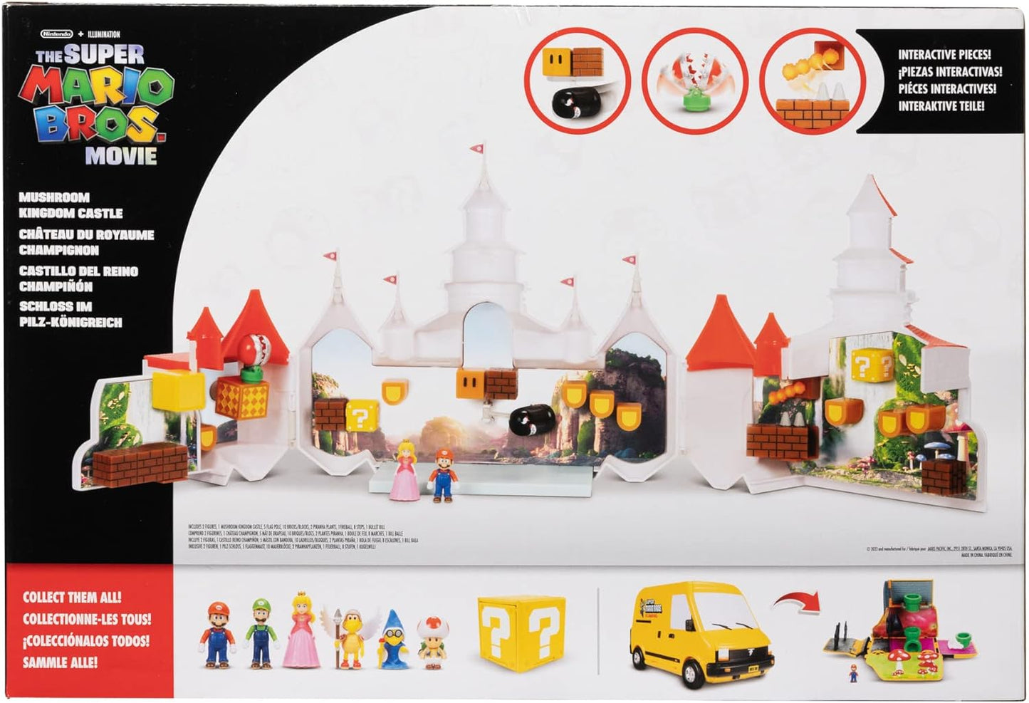 THE  BROS. MOVIE – Mushroom Kingdom Castle Playset with Mini 1.25” Mario and Princess Peach Figures