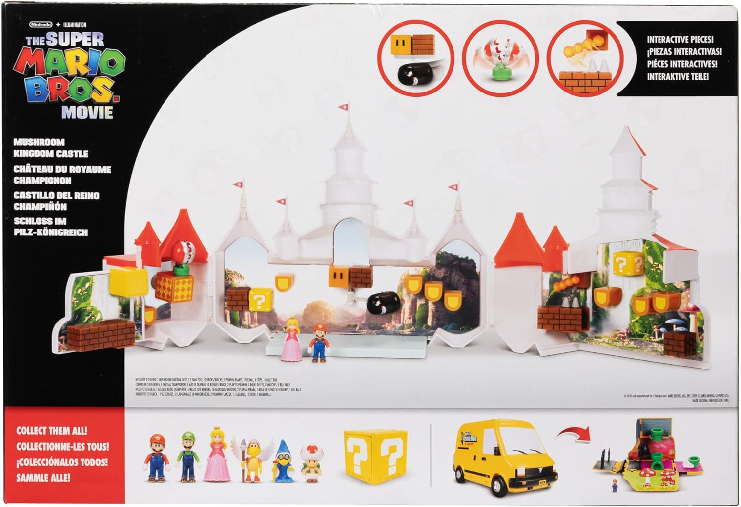 THE  BROS. MOVIE – Mushroom Kingdom Castle Playset with Mini 1.25” Mario and Princess Peach Figures