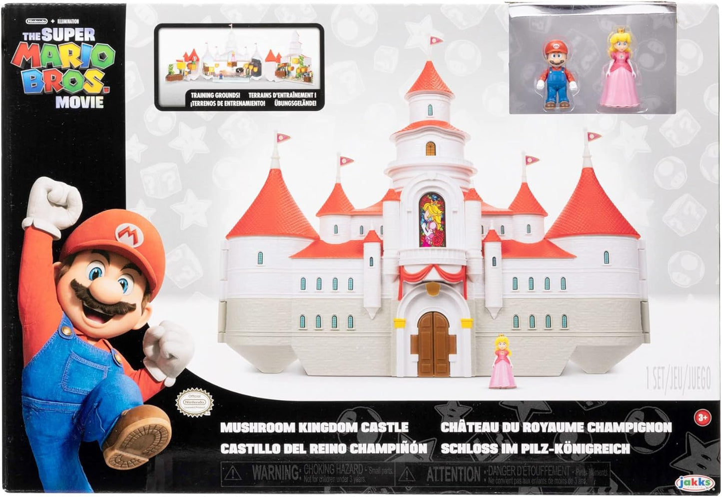 THE  BROS. MOVIE – Mushroom Kingdom Castle Playset with Mini 1.25” Mario and Princess Peach Figures