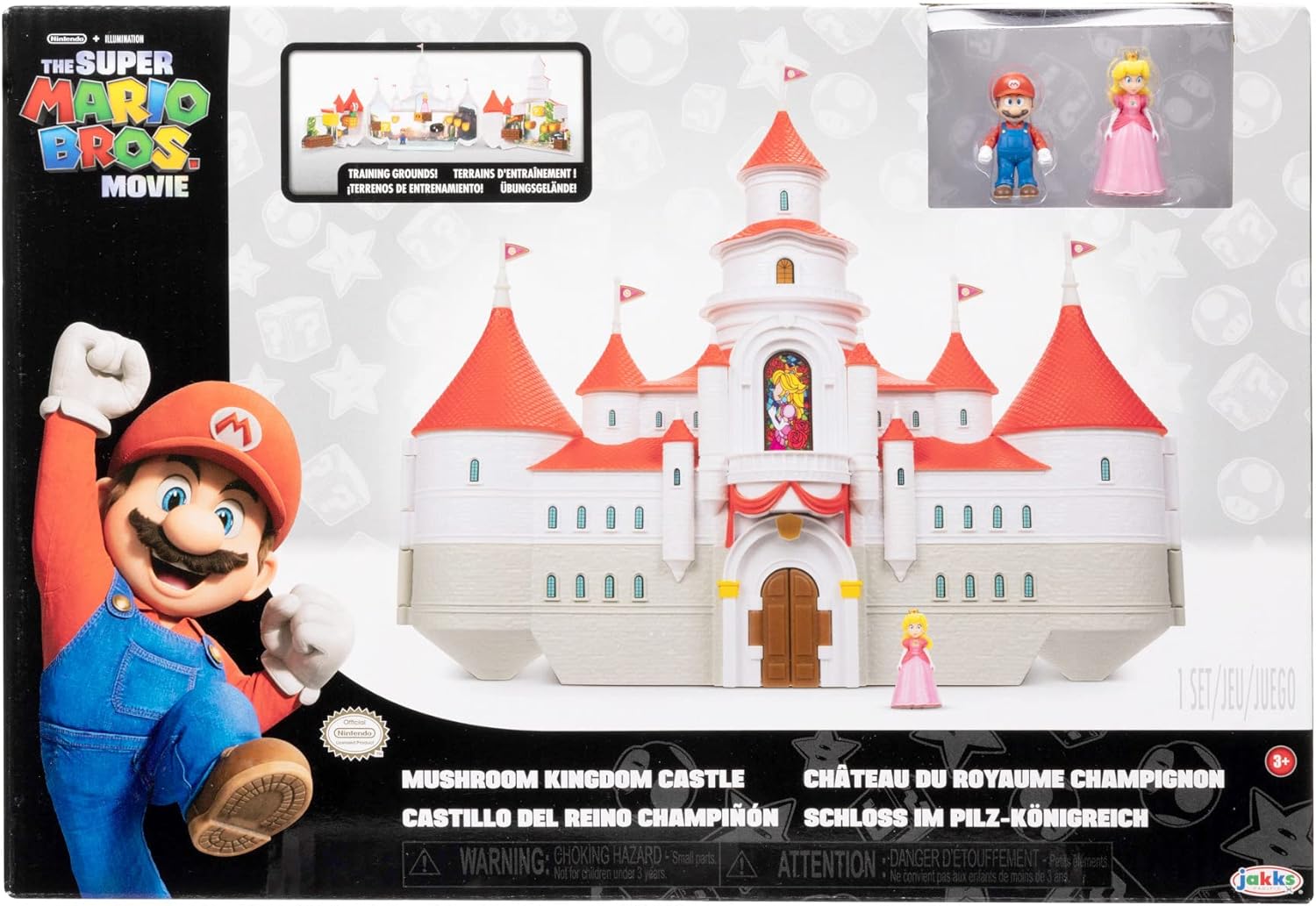 THE  BROS. MOVIE – Mushroom Kingdom Castle Playset with Mini 1.25” Mario and Princess Peach Figures