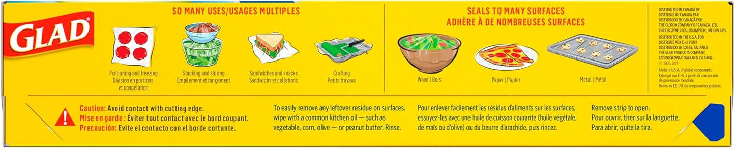 Press'N Seal Plastic Wrap for Food, Griptex Technology, 70 Square Foot Roll (Pack of 1)