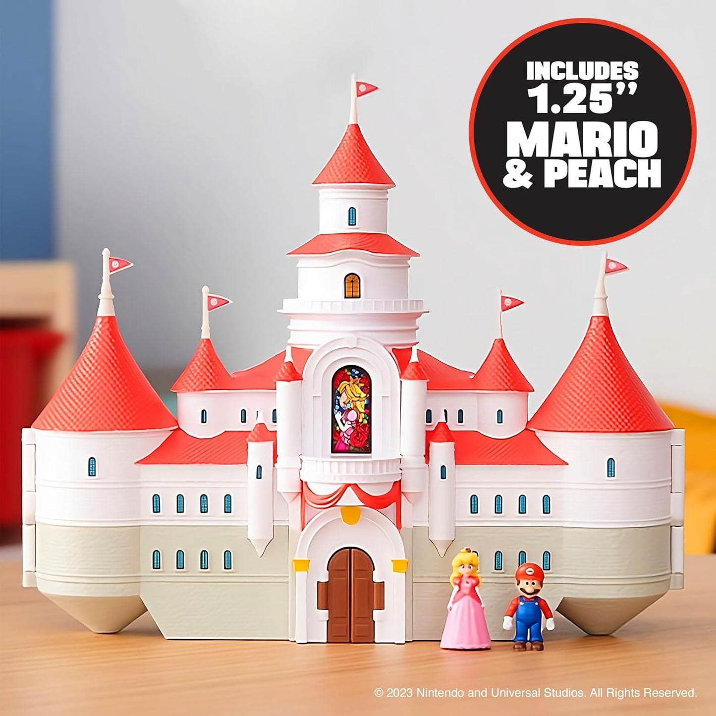 THE  BROS. MOVIE – Mushroom Kingdom Castle Playset with Mini 1.25” Mario and Princess Peach Figures