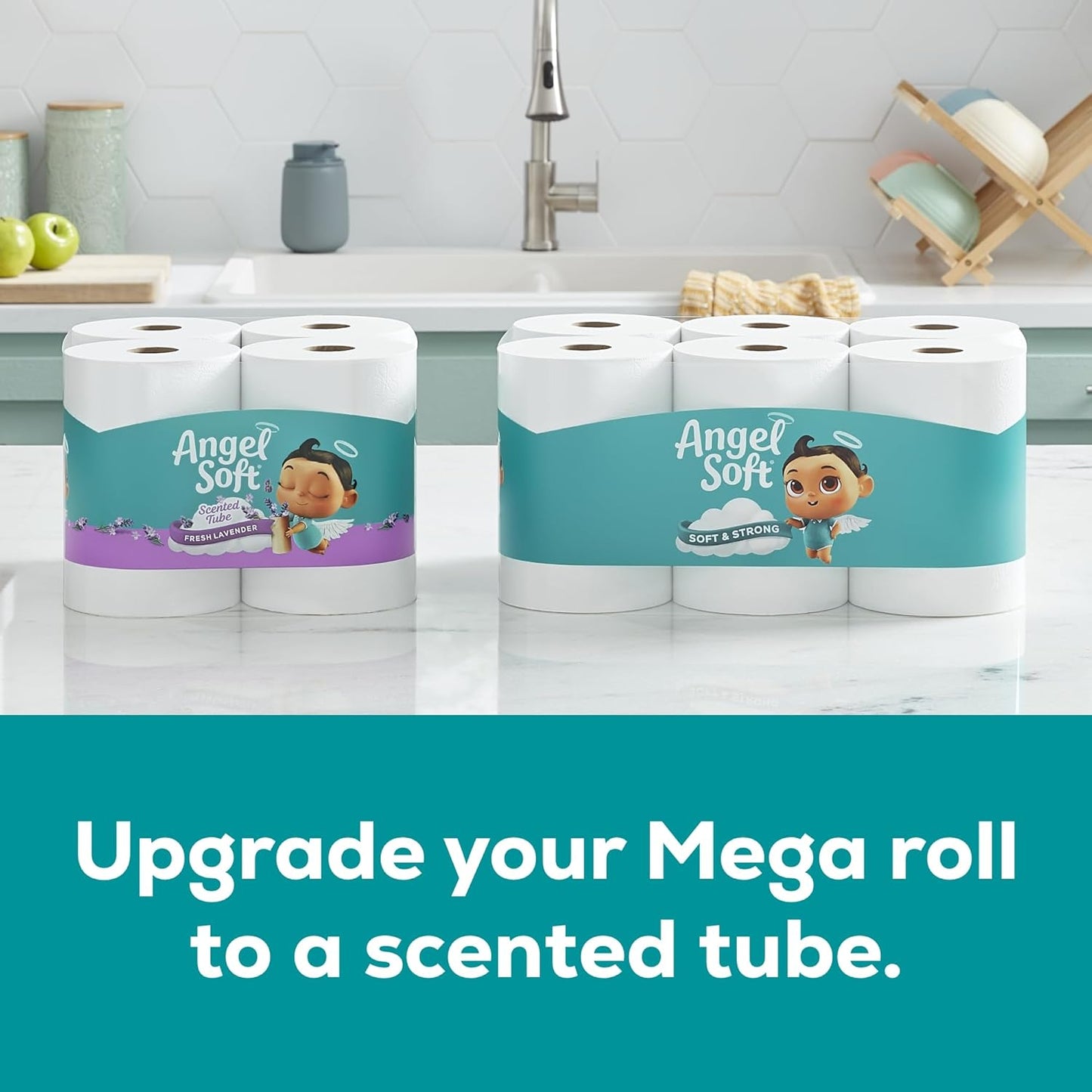 Toilet Paper, 4 Mega Rolls = 16 Regular Rolls, Soft and Strong Toilet Tissue