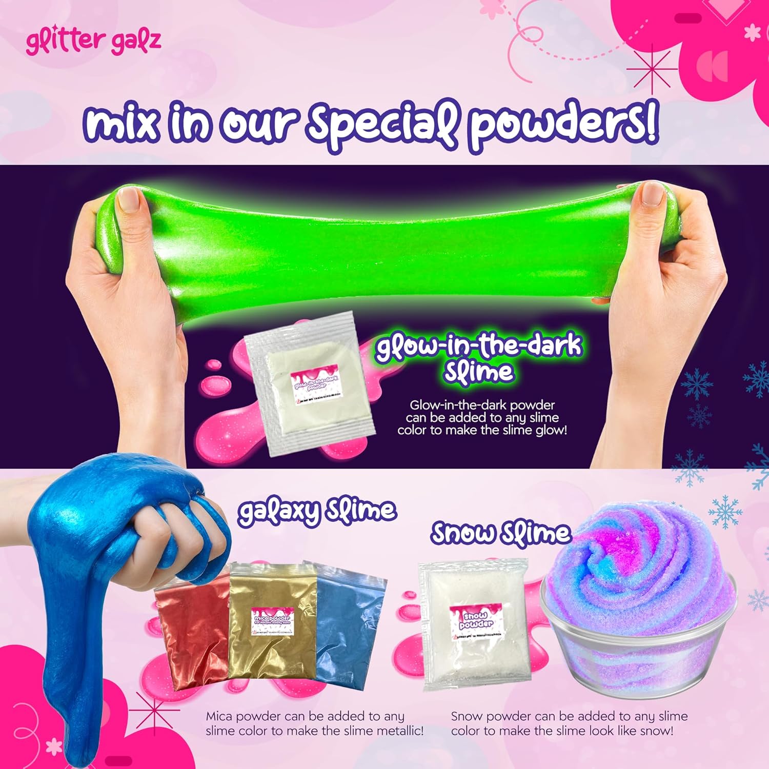 75-Pc Jumbo Mega Birthday Party Slime Kit for Girls Ages 6 7 8 9 10, 11 and 12-30 DIY Slime Pack Soft, Color Slime Gels, Cloud, Clear, Butter, Glitter, Crunchy, and Glow in Dark Slime Making Kits