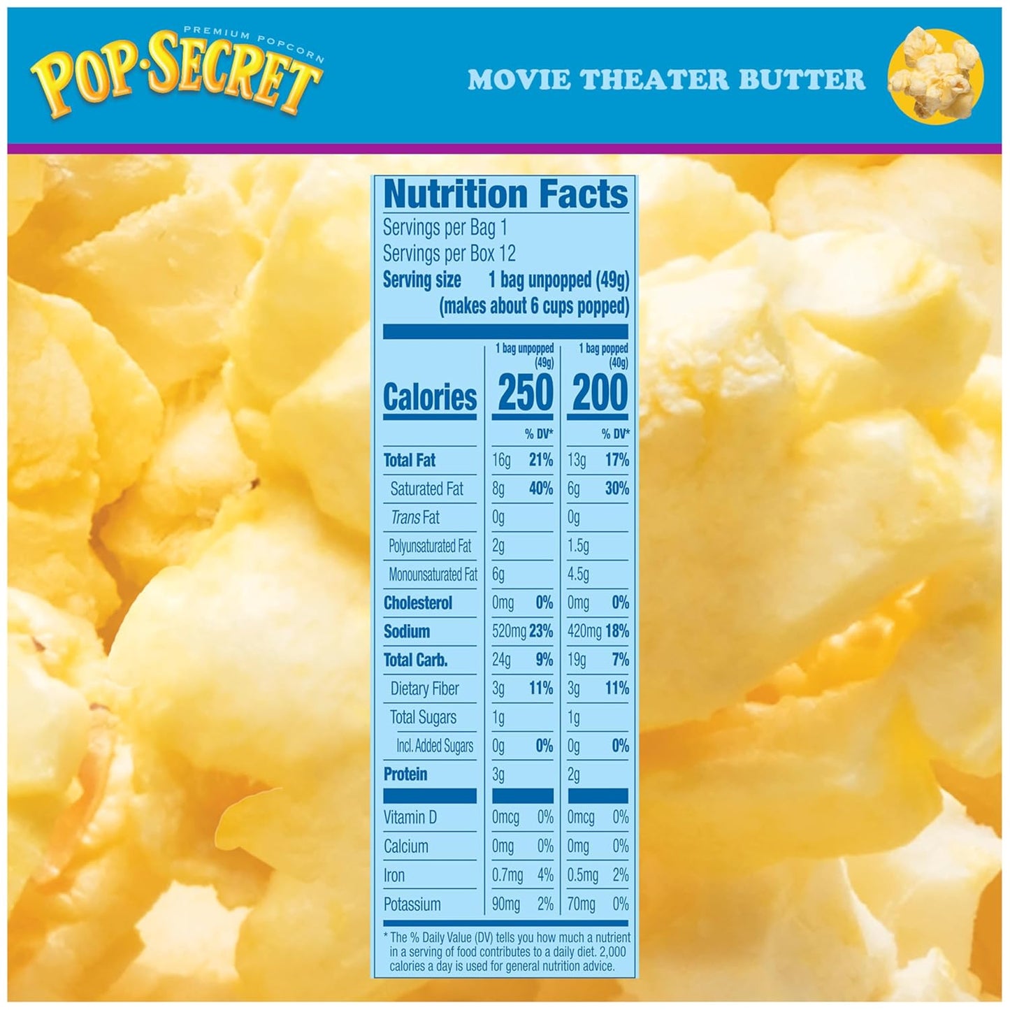 Microwave Popcorn, Movie Theater Butter Flavor, 1.75 Oz Snack Bags, (Pack of 12)