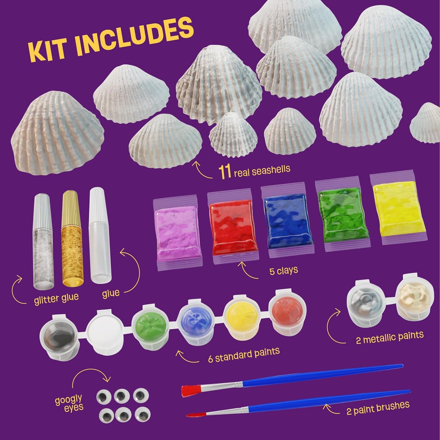 Kids Sea Shell Painting Kit - Arts & Crafts Gifts for Boys and Girls - Craft Activities Kits - Creative Art Activity Gift Toys for Age 6, 7, 8, 9, 10, 11 & 12 Year Old 8-12