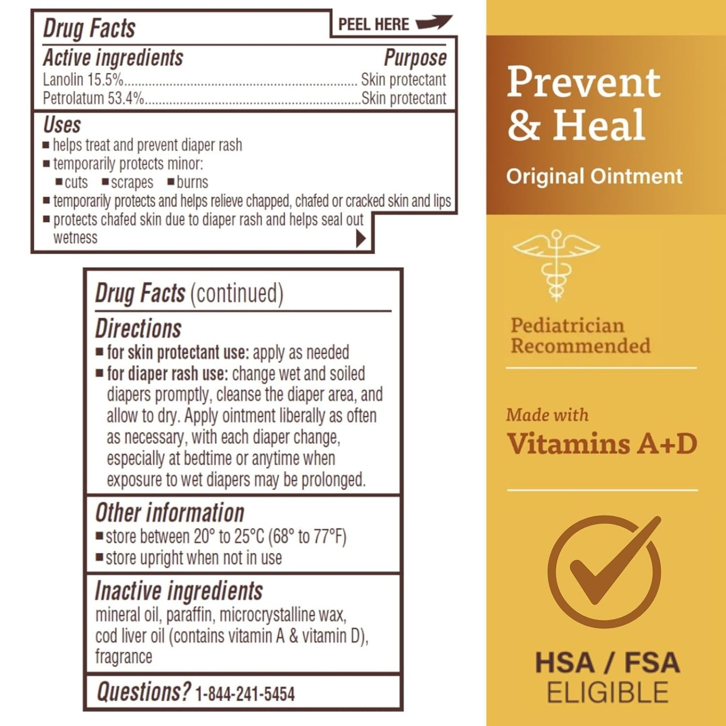 Original Diaper Rash Ointment, Prevents & Protects Diaper Rash, Moisturizes & Heals Dry Skin with Vitamins A&D, 16Oz Jar