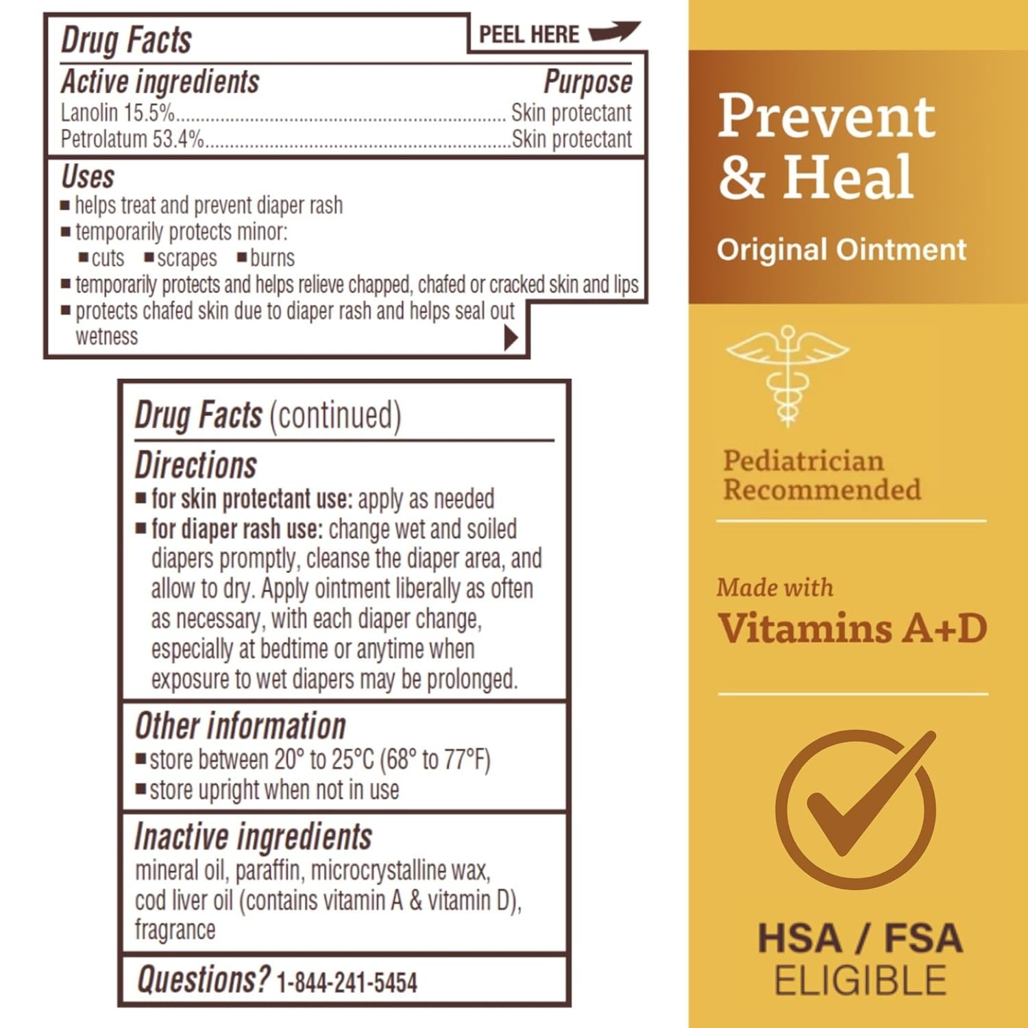 Original Diaper Rash Ointment, Prevents & Protects Diaper Rash, Moisturizes & Heals Dry Skin with Vitamins A&D, 16Oz Jar