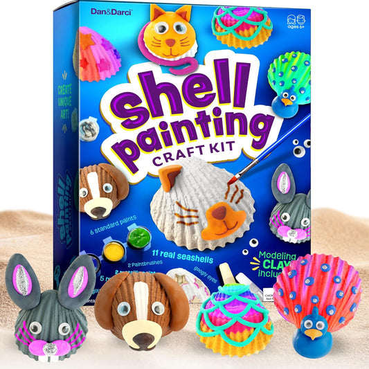 Kids Sea Shell Painting Kit - Arts & Crafts Gifts for Boys and Girls - Craft Activities Kits - Creative Art Activity Gift Toys for Age 6, 7, 8, 9, 10, 11 & 12 Year Old 8-12