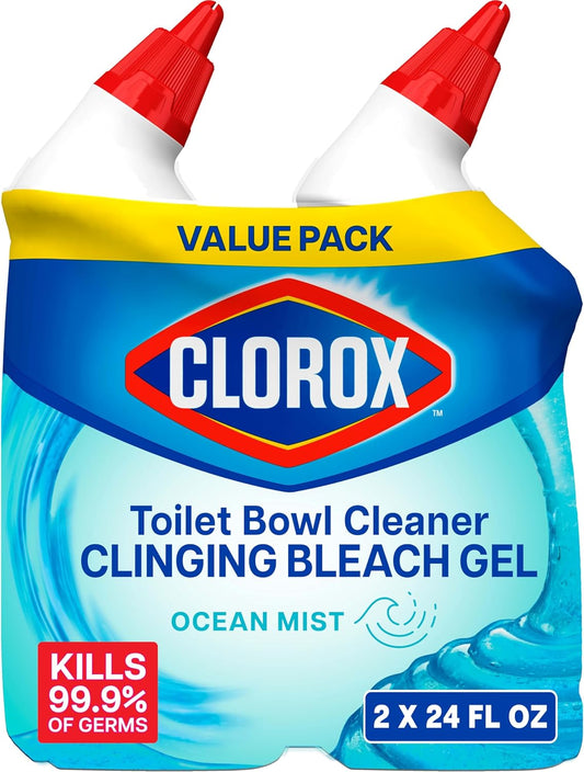 Toilet Bowl Cleaner, Clinging Bleach Gel, Ocean Mist - 24 Ounces, Pack of 2