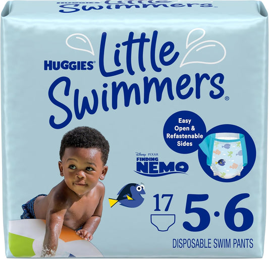 Little Swimmers Disposable Swim Diapers, Size 5-6 (32+ Lbs), 17 Ct