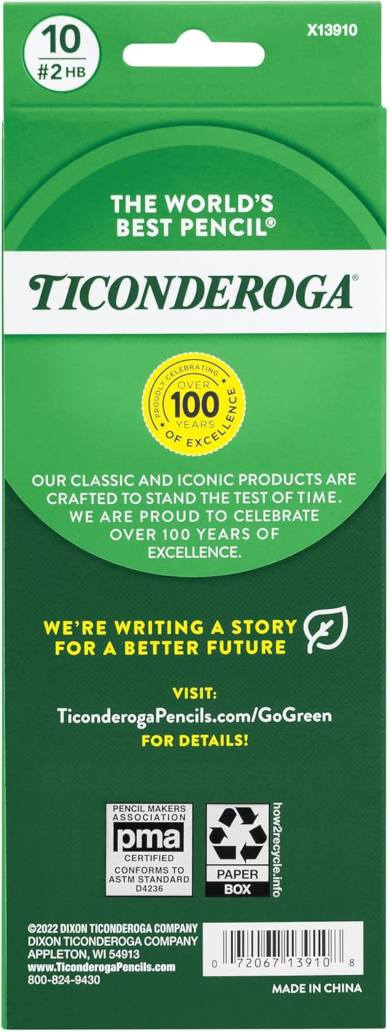 X13910 Striped Wood-Cased Pencils, 2 HB Soft, Pre-Sharpened, 10 Count, Assorted Colors