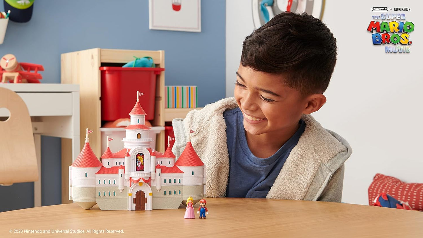 THE  BROS. MOVIE – Mushroom Kingdom Castle Playset with Mini 1.25” Mario and Princess Peach Figures