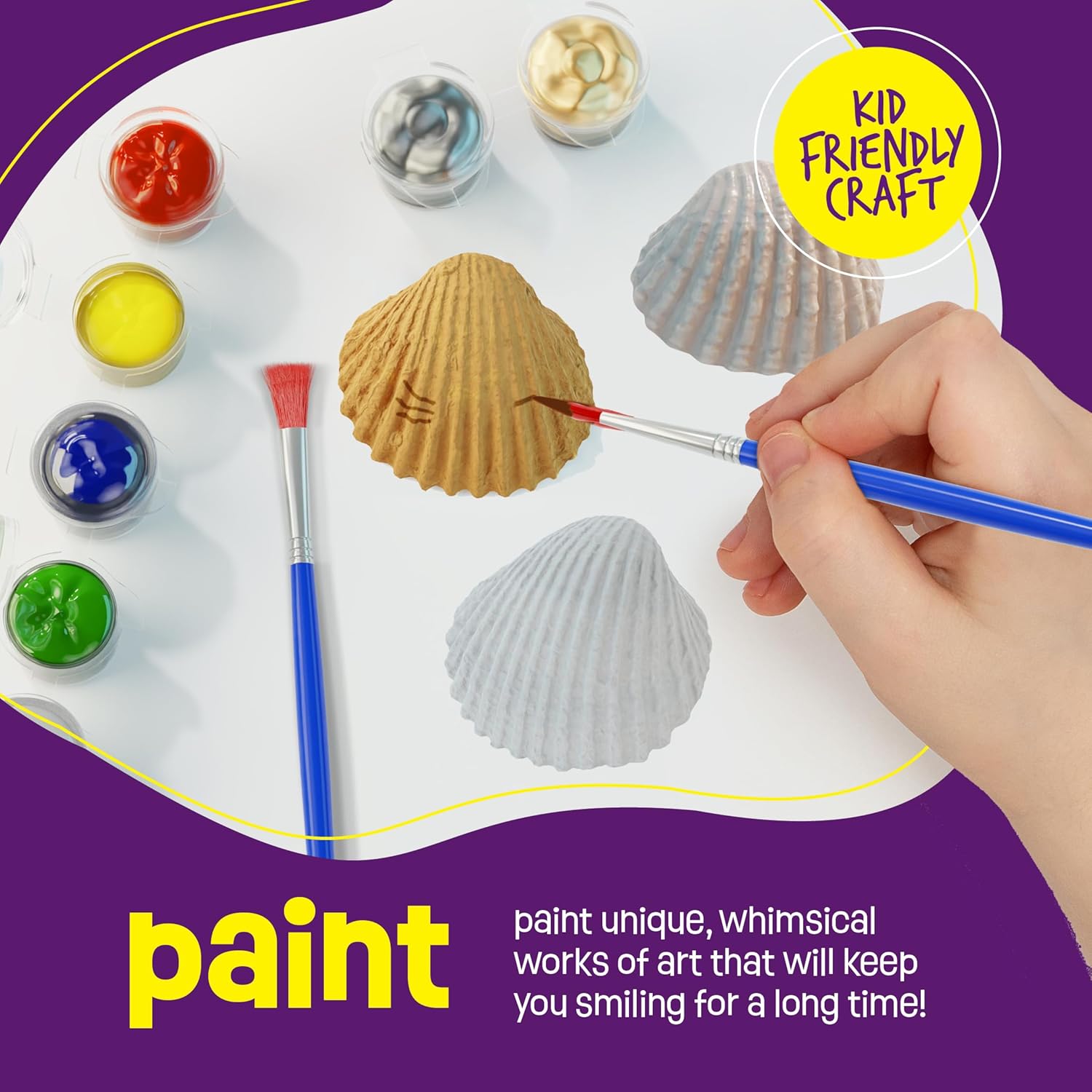Kids Sea Shell Painting Kit - Arts & Crafts Gifts for Boys and Girls - Craft Activities Kits - Creative Art Activity Gift Toys for Age 6, 7, 8, 9, 10, 11 & 12 Year Old 8-12