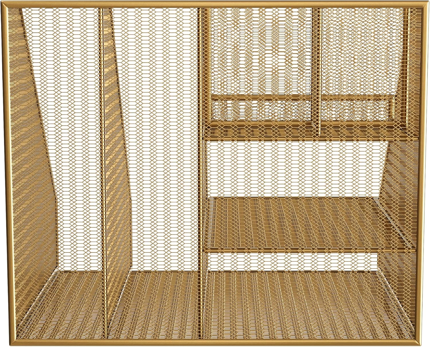 Ryder Gold Mesh Metal Large Desktop Organizer with Magazine File Holder, Pen Holder, and Storage