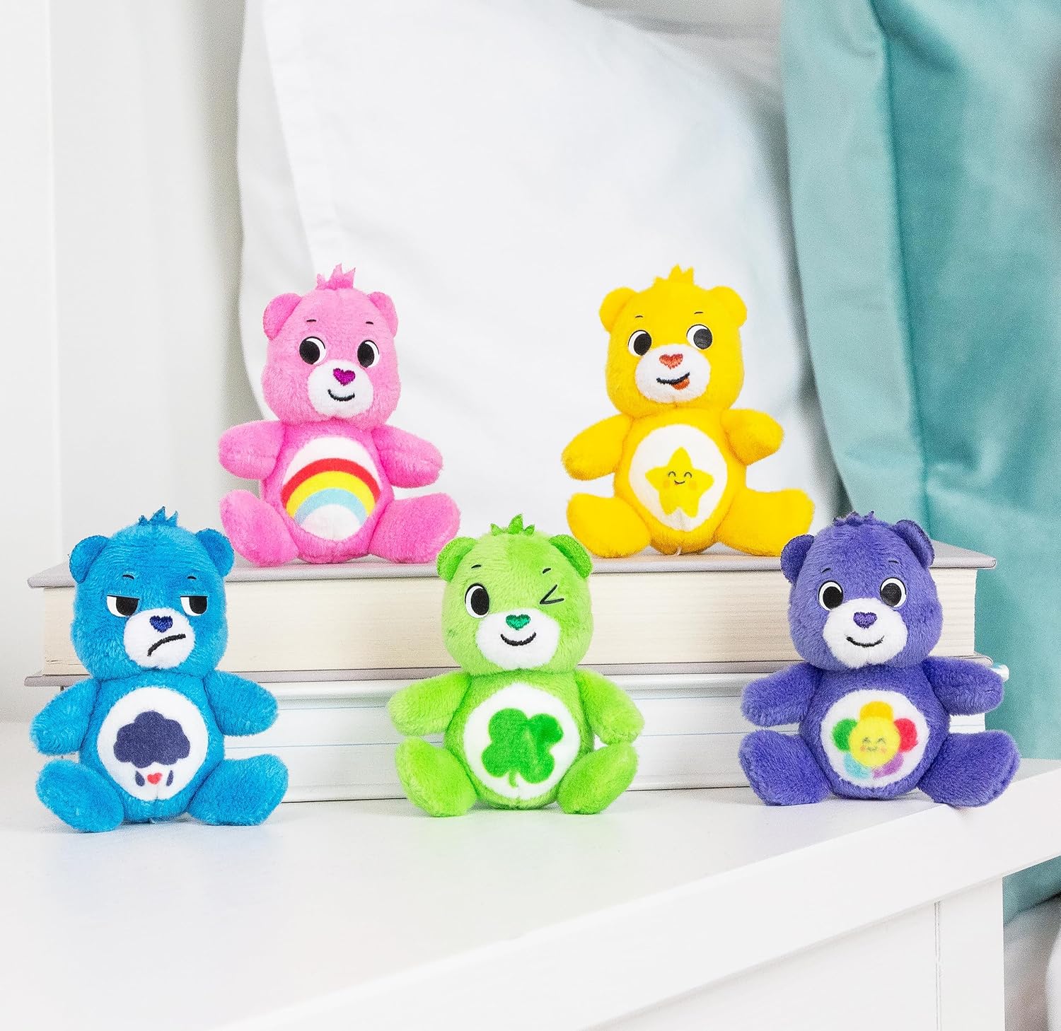 Care Bears 3" Micro Plush 5-Pack Treasure Box - Cheer, Laugh A-Lot, Good Luck, Grumpy and Harmony Bear