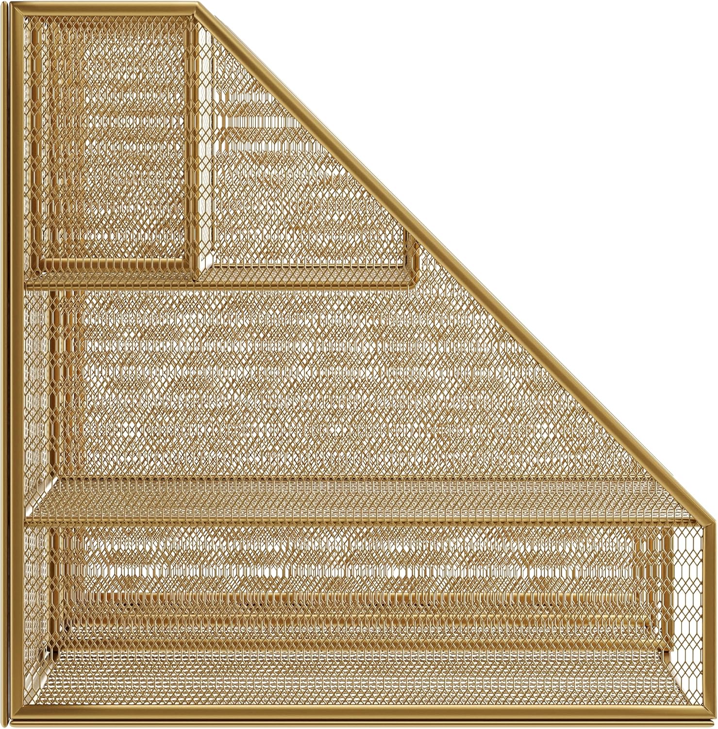 Ryder Gold Mesh Metal Large Desktop Organizer with Magazine File Holder, Pen Holder, and Storage