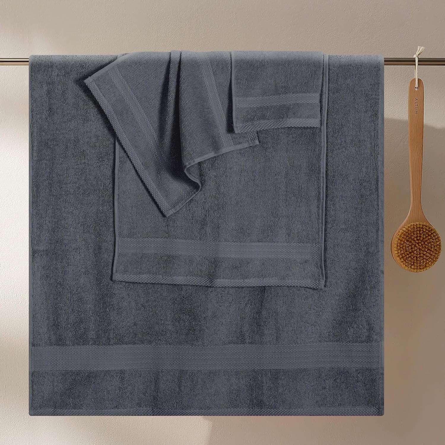 Ultra Soft 8-Piece Towel Set - 100% Pure Ringspun Cotton, Contains 2 Oversized Bath Towels 27X54, Hand 16X28, 4 Wash Cloths 13X13 Ideal for Everyday Use, Hotel & Spa -Charcoal Grey